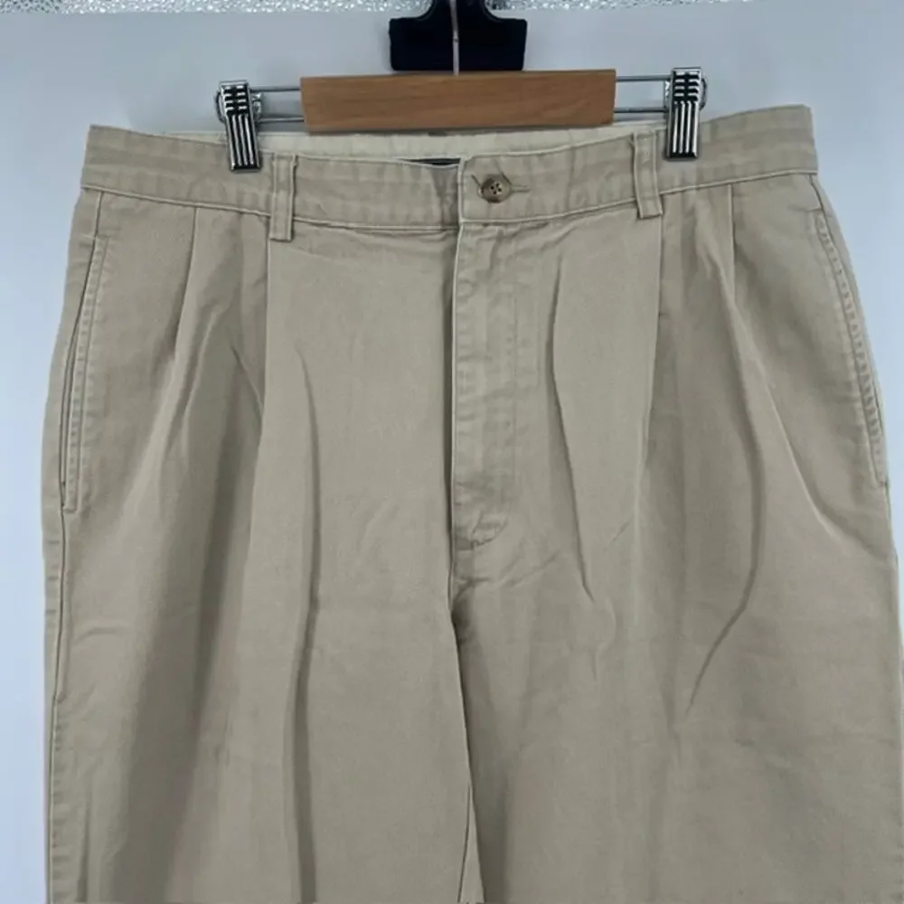 VTG Polo Ralph Lauren Hammond Chino Pants Mens 33x34 (33x32) Pleated Cuffed Hem